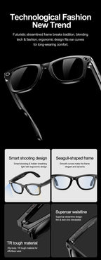 LIGE AI Smart Glasses 720P Camera Video Recorder Bluetooth Call 260mAh Battery Voice Assistant Control Sunglasses For Men Women