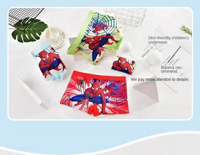 4pcs Disney Spiderman Children's Panties Cartoon Cotton Avenger Boys Boxers Frozen Girls Underwear Child Underpants