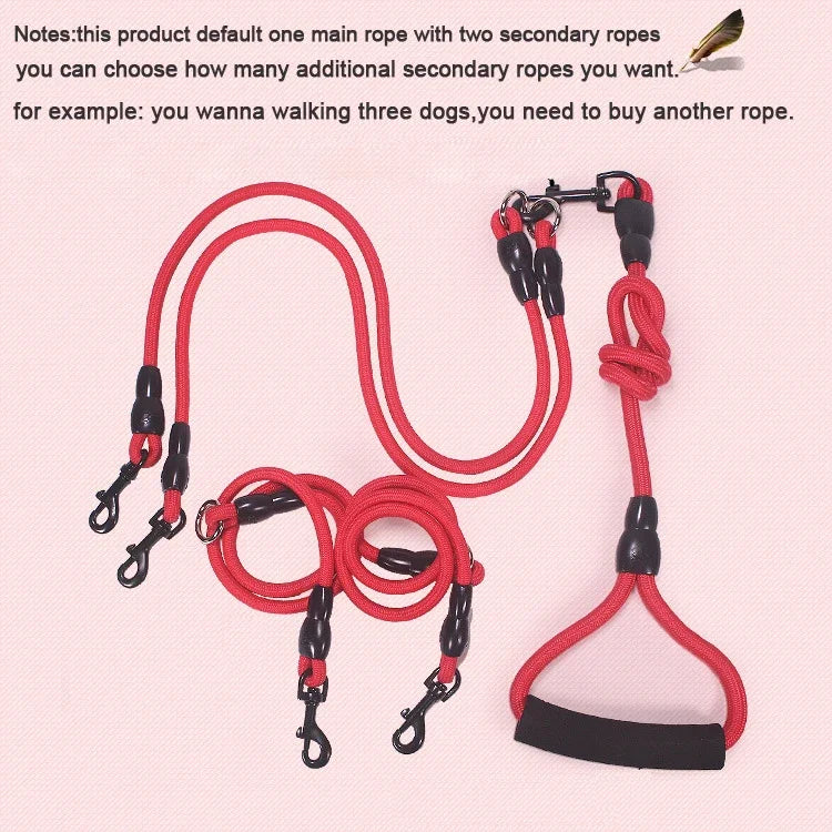 3 Way Dog Leashes for Walking 2/3/4 Dogs Pets Nylon Braided Rope No Tangle Dog Leashes for Small Dogs Dual Three Dogs Leash