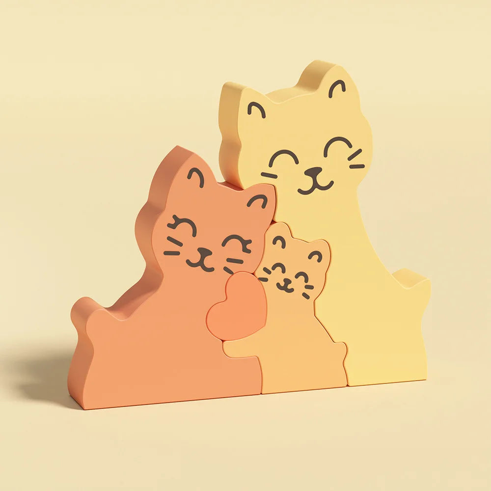 Dogs Family Puzzles Clay Silicone Mold Cat Bear Elephant Gypsum Plaster Mould Animal Craft Ornament Cement Concrete Resin Mold