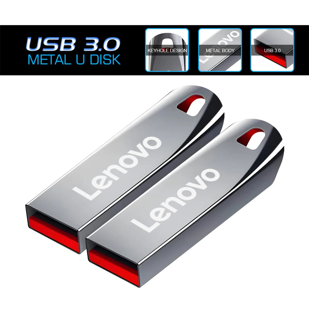 Lenovo U Disk 2TB 256GB 512GB Metal USB3.1 Dustproof Titanium Gamer Design USB  Flash Drive 128GB  Pen Drive 512GB 1TB