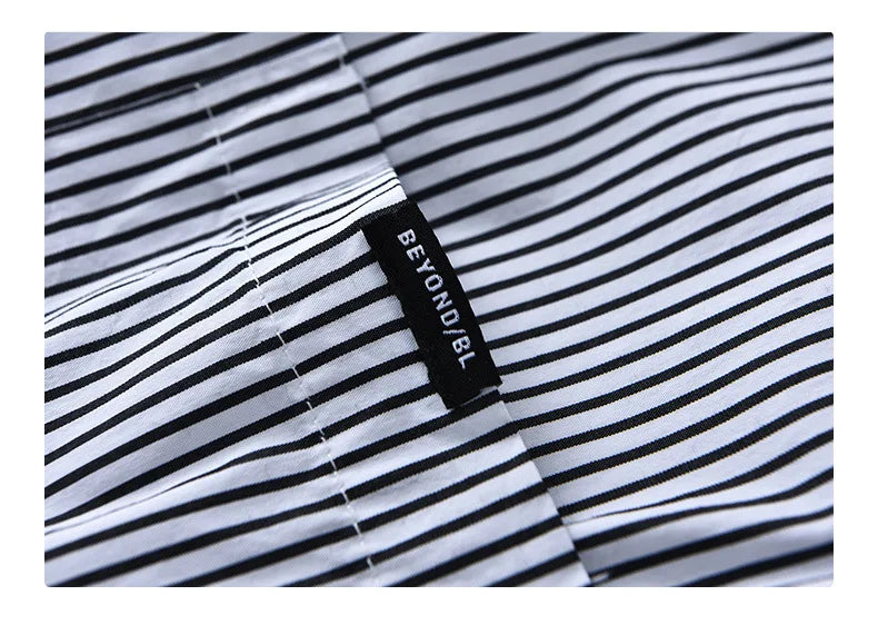 2025 Spring Summer New Casual Striped Cotton Short Sleeve Shirts for Men Clothing Soft Turn-down Collar Shirts DCC03