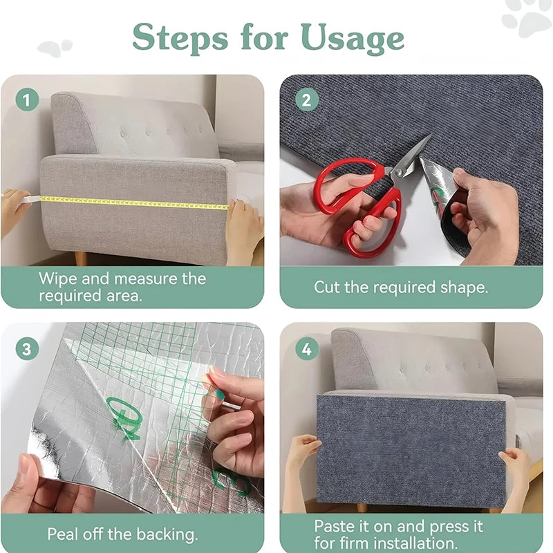 Cat Scratching Mat Self-Adhesive Trimmable Carpet Cat Scratching Post Carpet for Anti-scratching Sofa Furniture Protection