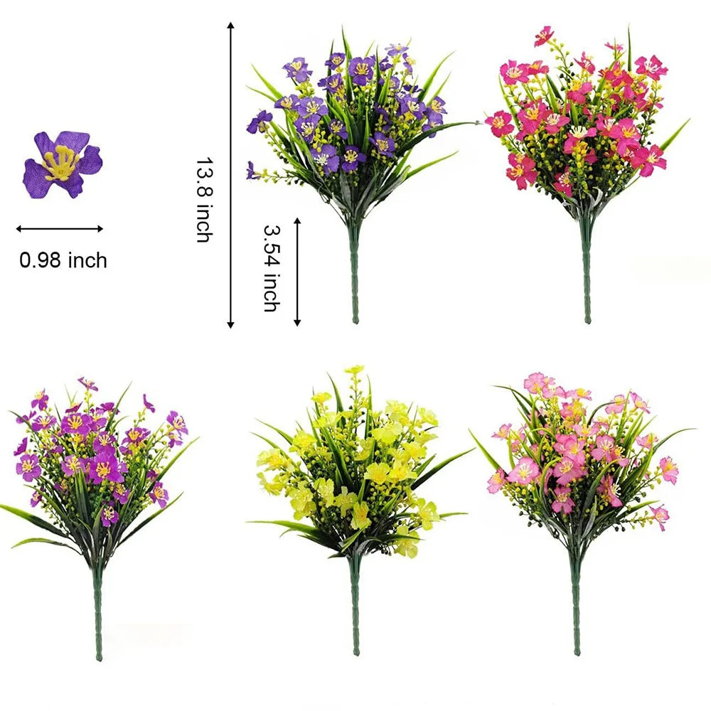 Artificial Flowers Outdoor UV Resistant Fake Plant for Home Garden Yard Wedding Decor Plastic Spring Summer Shrub Plants  Flower