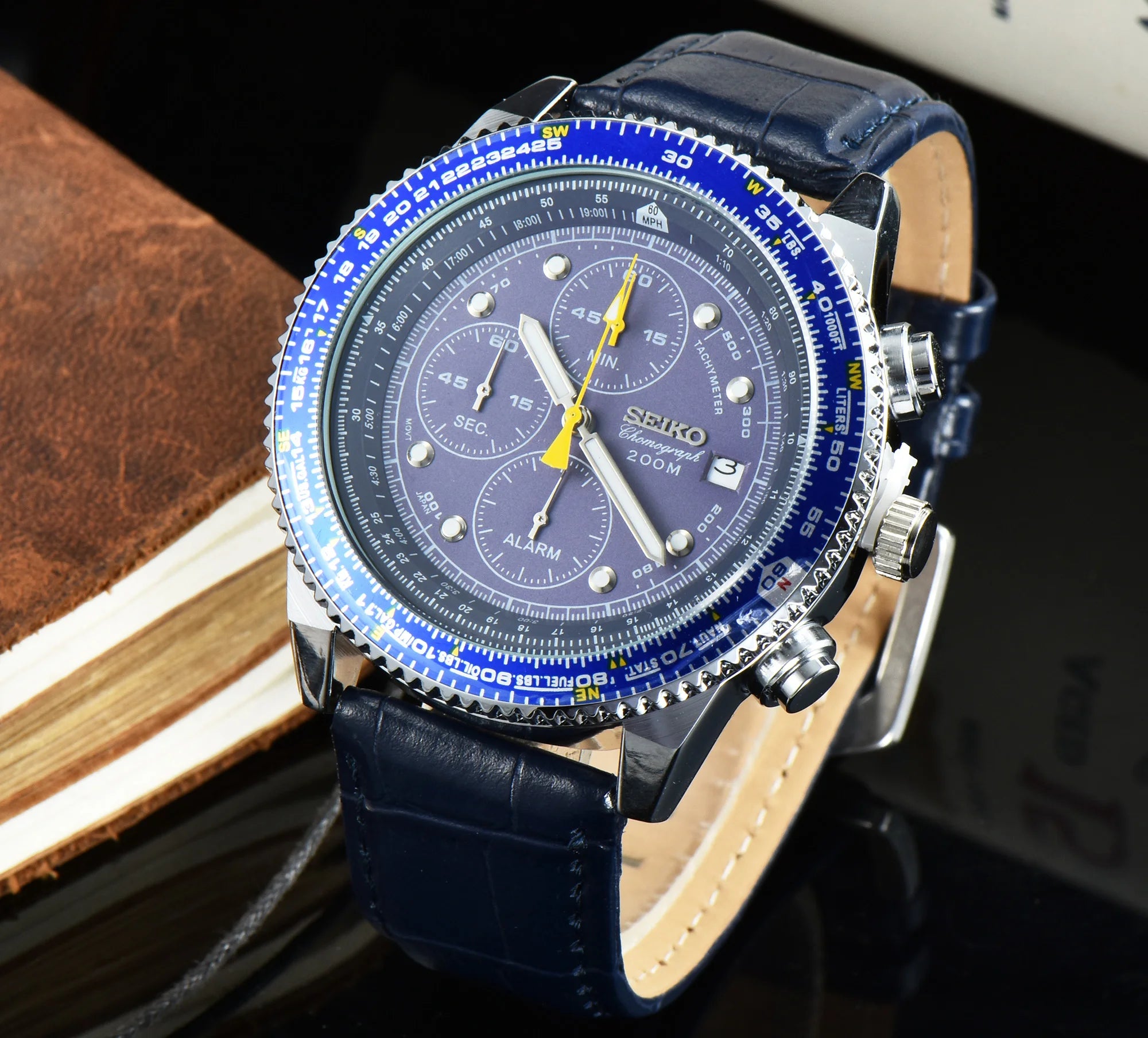 SEIKO Men's Sports Quartz Waterproof Watch, Multifunctional Dial Luminous Hands and Markers, Stainless Steel or Rubber Strap.