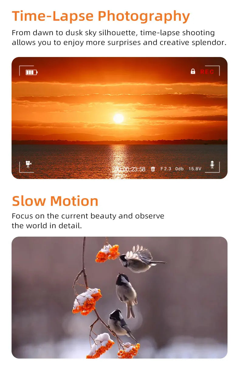 ORDRO M5 Pocket Video Camera Action Vlogging Digital Camcorder 5K 3-axis Face Tracking 3.5" Touch Screen Infrared Night Vision