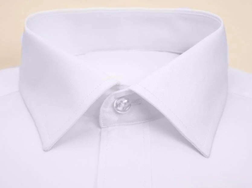 Men Formal Shirt Long Sleeve Office Solid Color Anti-Wrinkle Fashion Business Pocket White Social Pocket OfficeWhite Shirt S-5XL