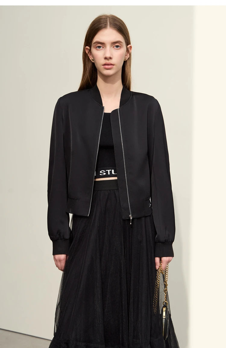 AMII Minimalism Jacket Woman Baseball Jacket Embroidery Letter Zipper 2023 Spring New Casual Women's Clothes Female Top 72331004
