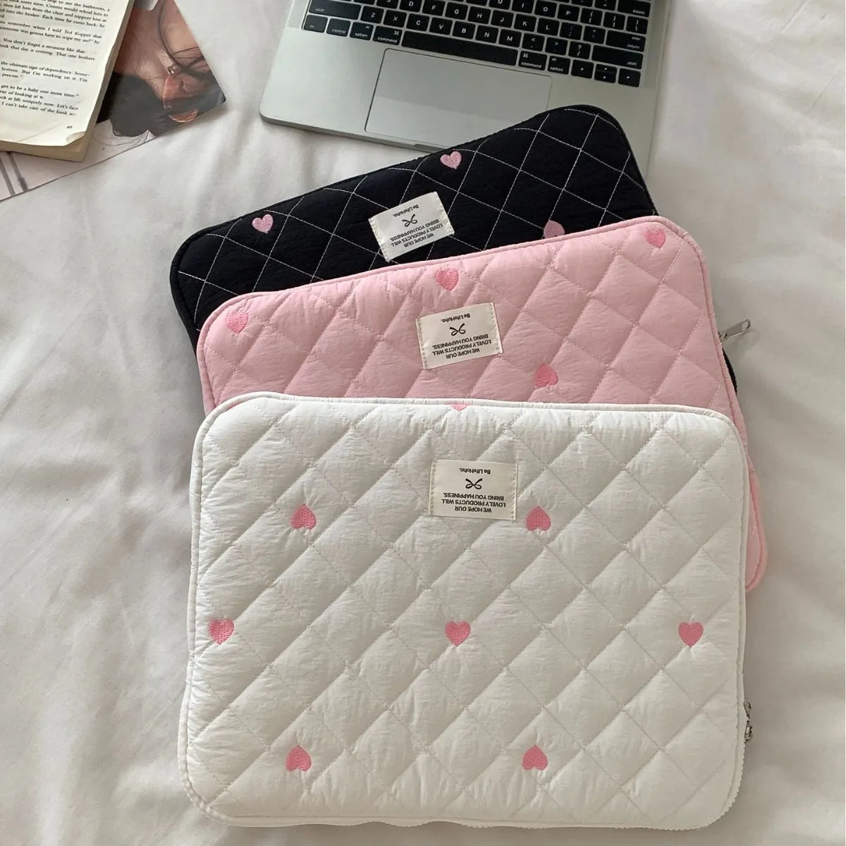 Cute Print Love Embroidery Laptop Bag 11 13.3 14 15 15.6 16 Inch Computer Bag Protection Case Laptop Sleeve Computer Case Bag