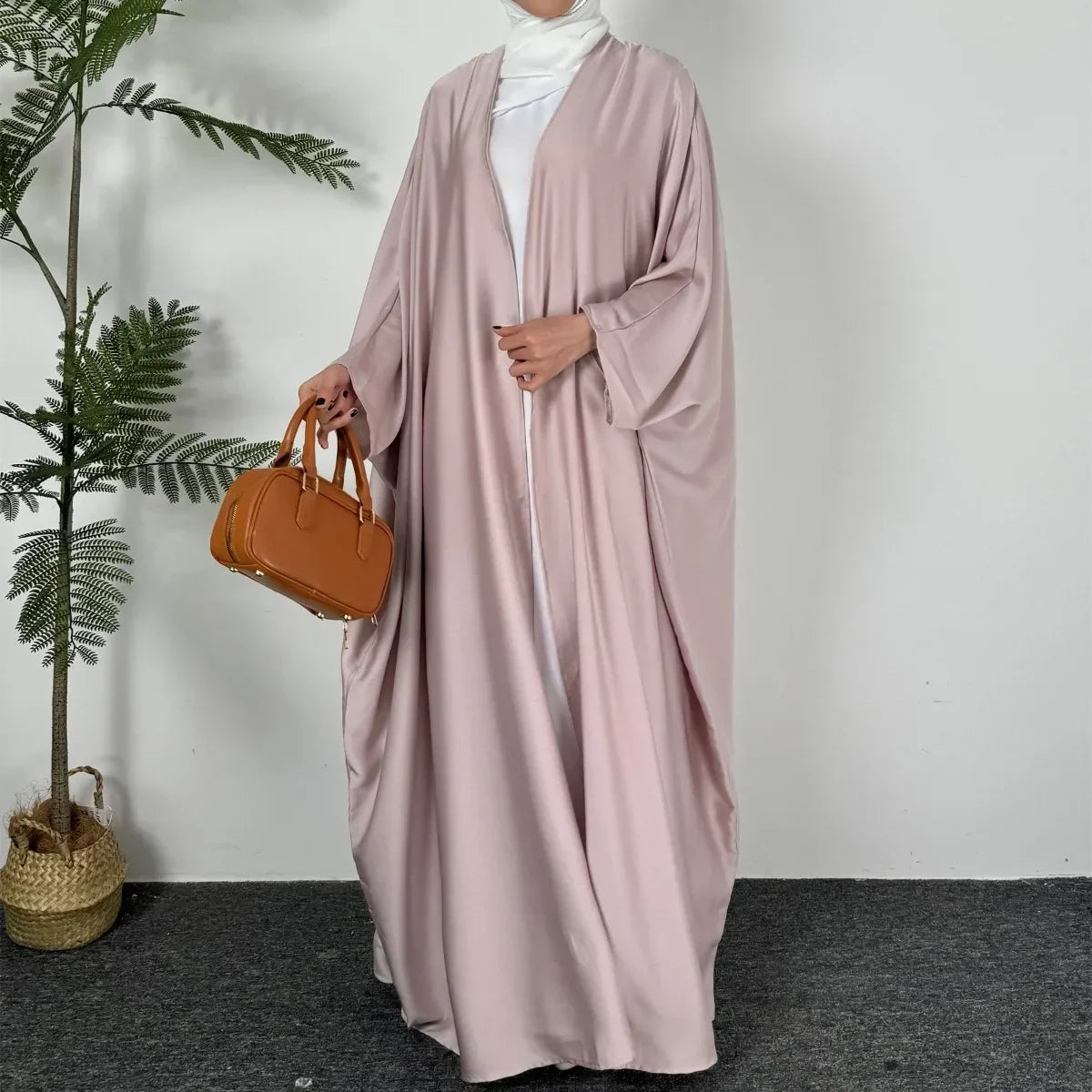 Muslim Open Front Abaya Loose Long Sleeve Wearout Kaftan Maxi Length Dress Women Jilbabs Cardigan Coat Sleeveless Inner Dress