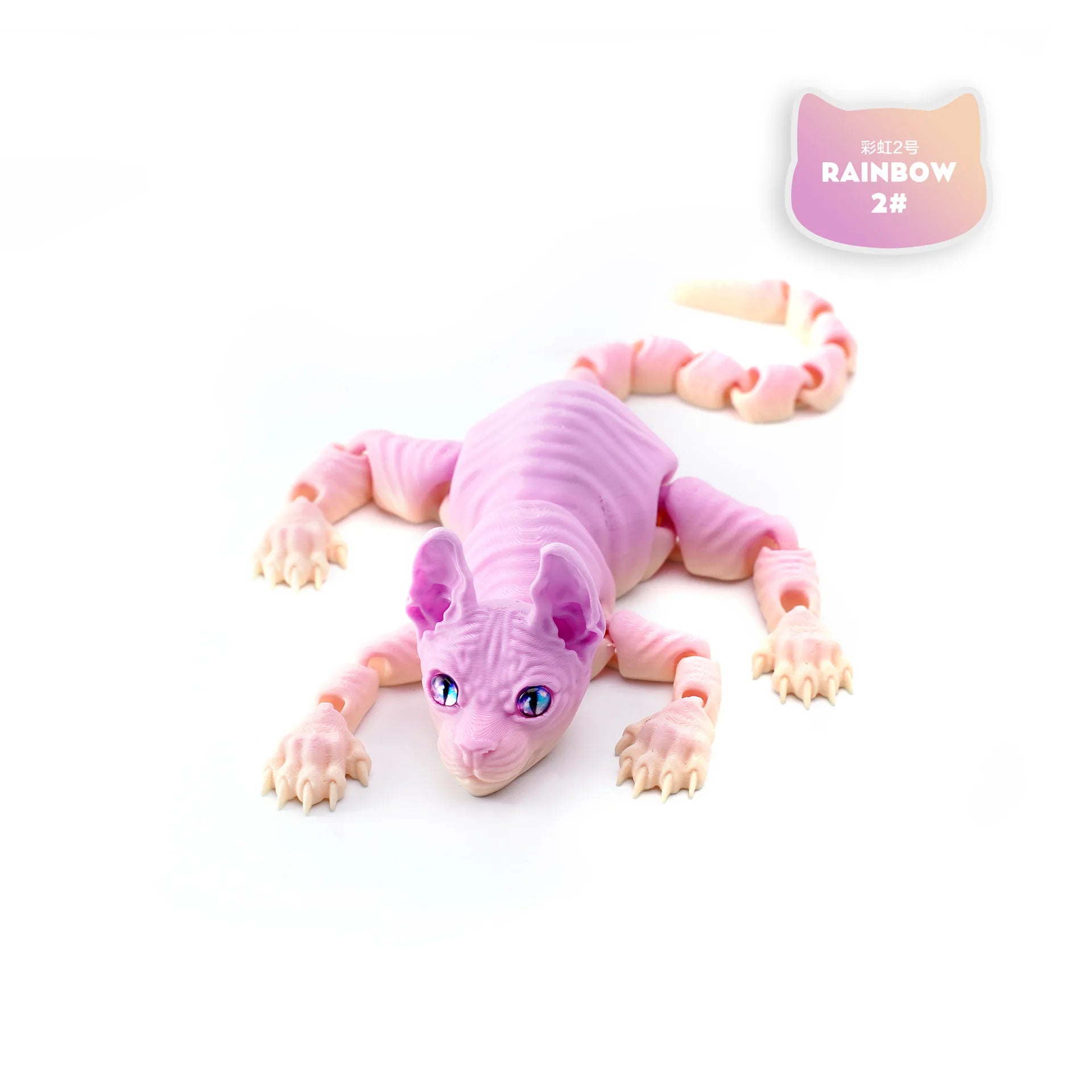 3D Printed Sphynx Cat Animals Toy Realistic Hairless Figurine Articulated Cat Fidget Toy for Cat Lover Collector Home Decoration