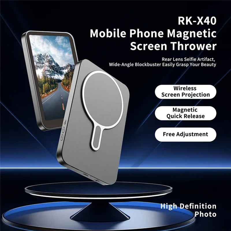RK-X40 Wireless Mobile Phone Magnetic Selfie Screen Projector Rear Camera High Definition Selfie Display Selfie Auxiliary Tool