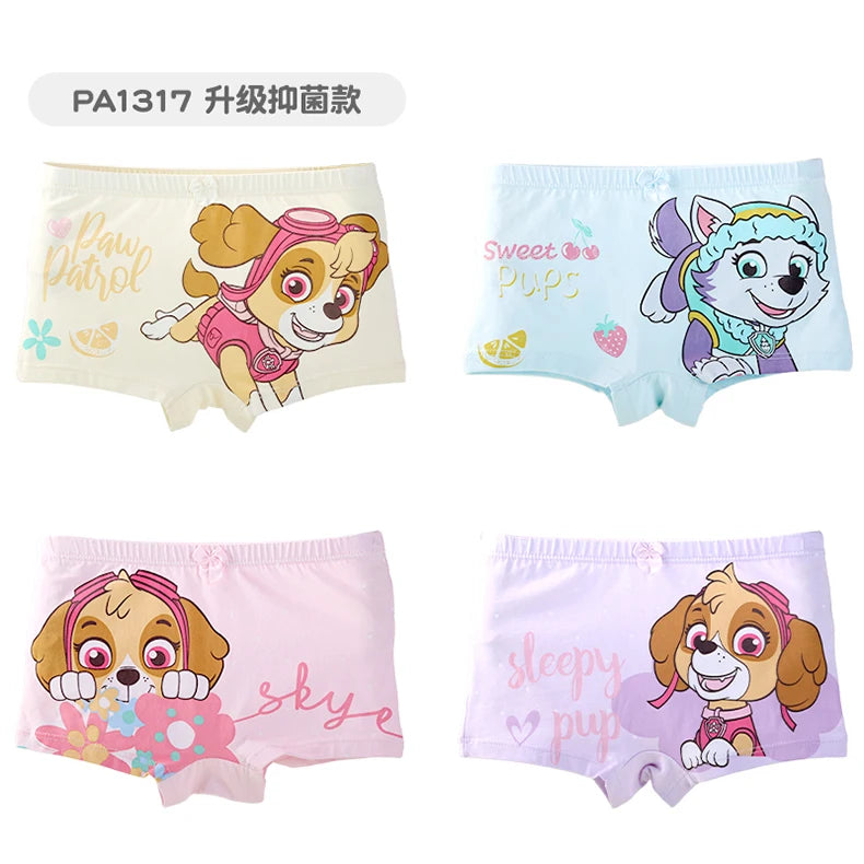 4PCS Genuine Paw Patrol Skye Girl Children Cotton Underwear Printing Panties Kids Short Panties Underpants Girls Briefs Panties