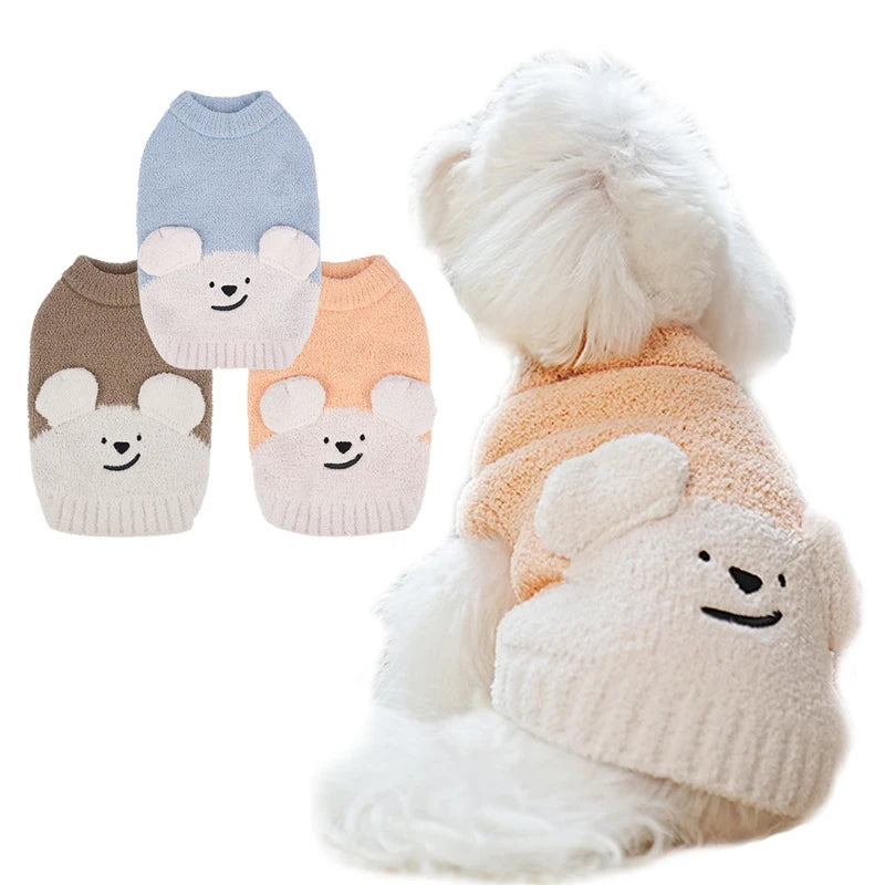 Warm Dog Sweaters Soft Comfortable Fleece Pet Sweaters for Small Dogs Cute Bear Puppy Knitted Coat for Chihuahua Maltese Bichon