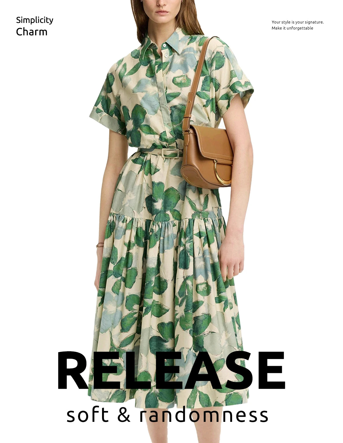 Casual Women Dress Short Sleeve Pleated Cake Dress Belt Design Hanging Down A Line Elegant Dress Summer Female Shirt Dress