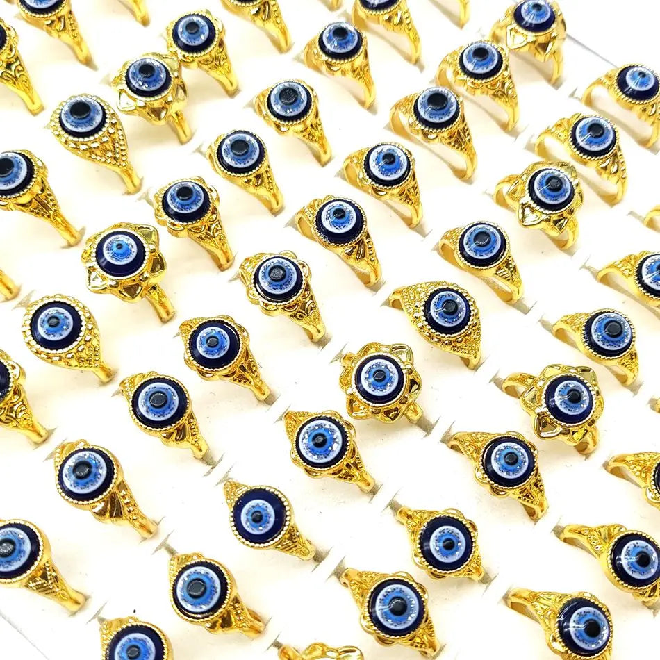 Wholesale 20pcs Evil Blue Eye  Metal Alloy Rings Jewelry