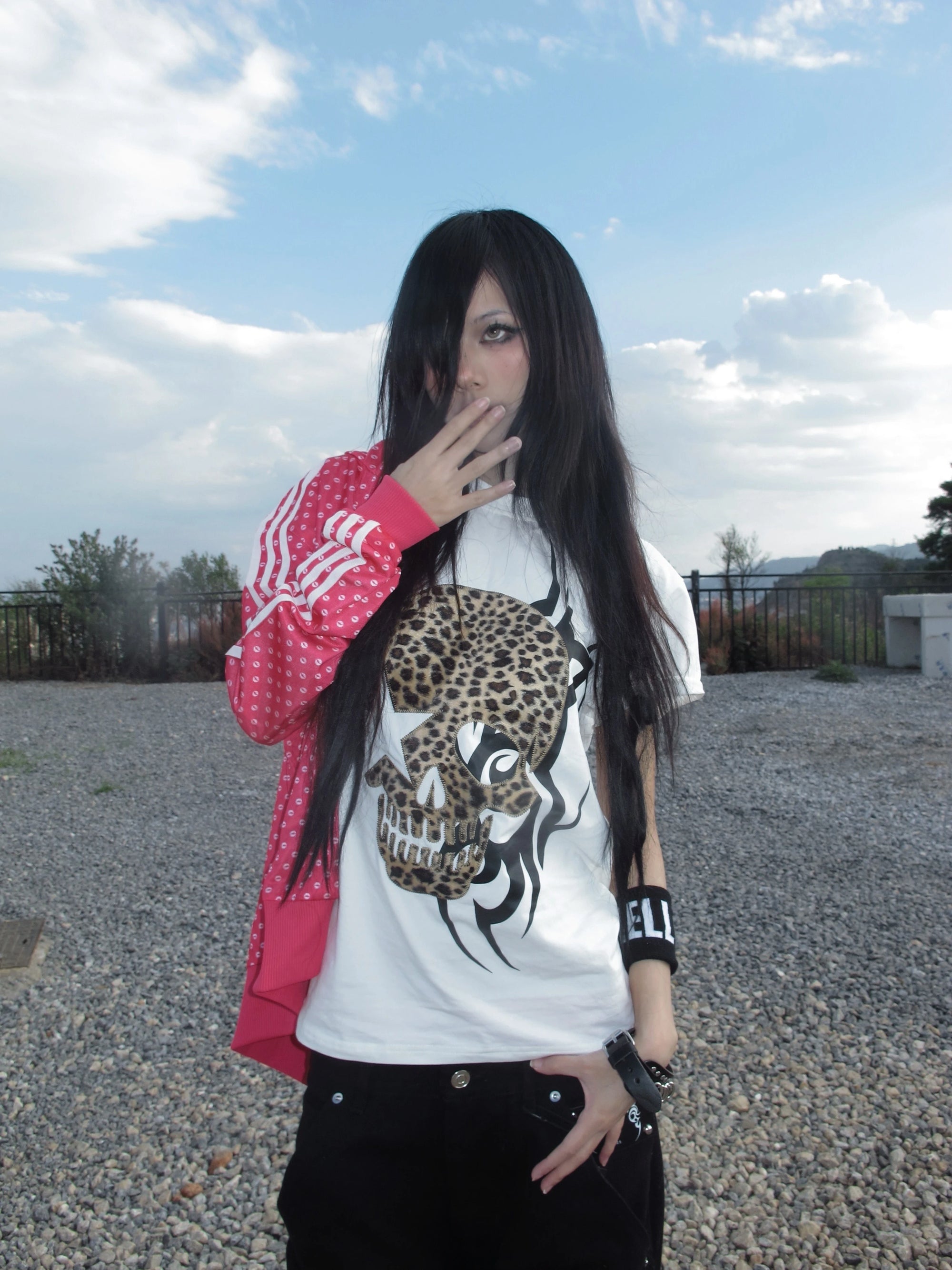 Karrcat Trashy Y2k Skull Print T-shirt Grunge Aesthetics Short Sleeve Tee Shirt Vintage 2000s Style Streetwear Gothic Punk 90s