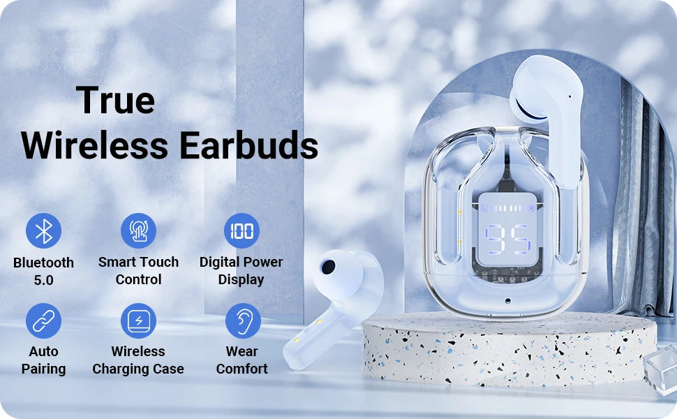 Tws Bluetooth Earbuds Transparent with LED Digital Display Wireless BT30 PRO In-Ear Earphone for Xiaomi Huawei iPhone Headphone