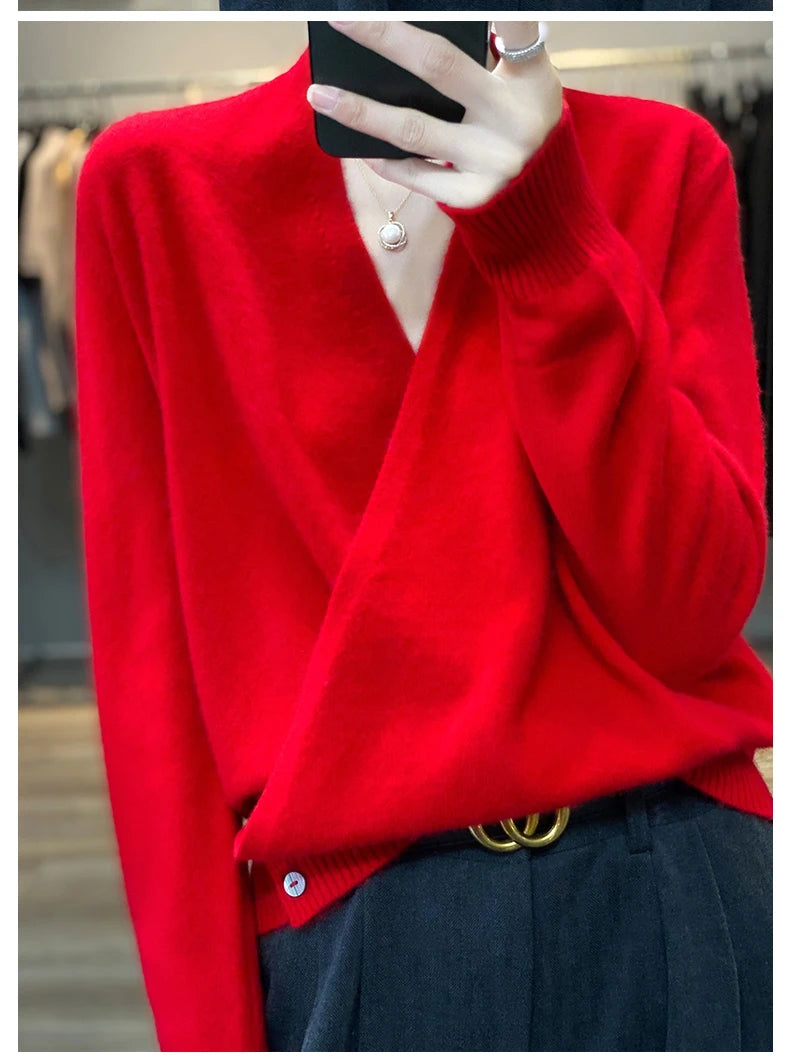 Japanese Kimono Cardigan Pure Wool Sweater Female Cross V-Neck Knitted Cardigan 2023 Spring and Autumn Loose Leggings Retro Top