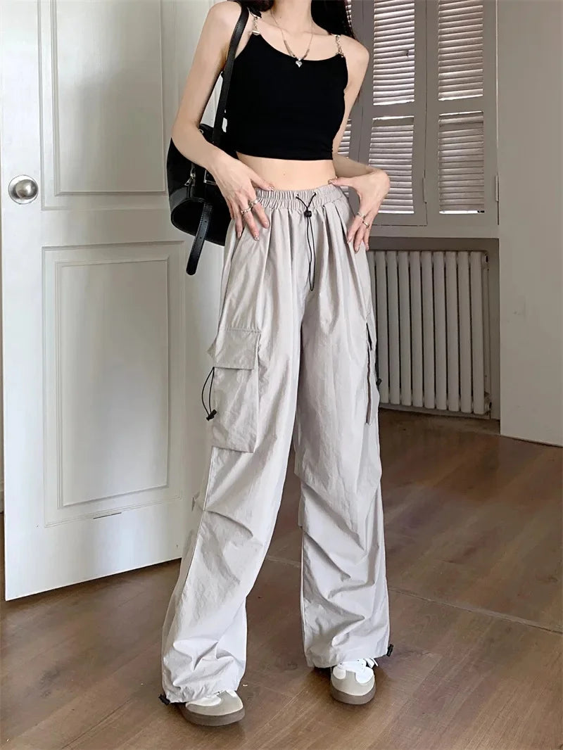 High Waist Wide Leg Workwear Pants Women's Spring 2024 Loose Sun Protection Casual Sports Thin Style Fashionable Trousers