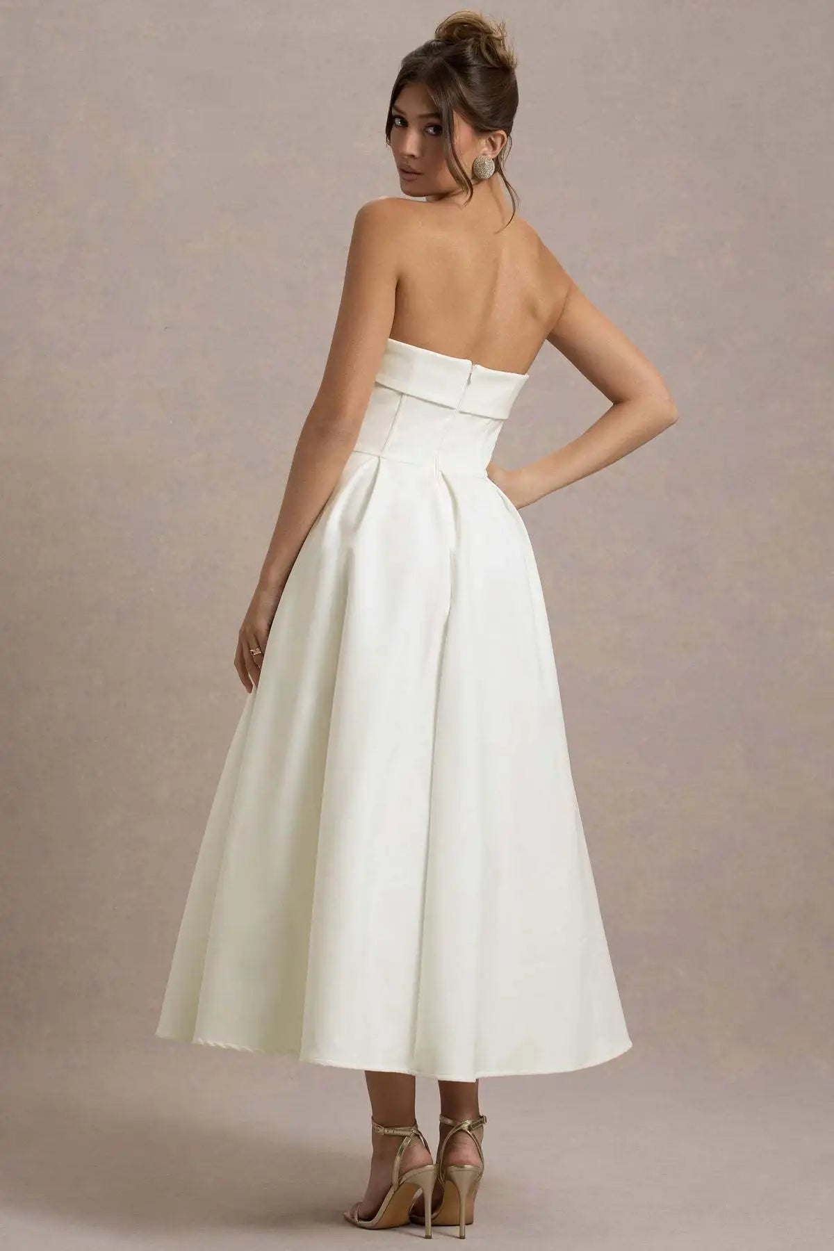 2025 French Fashion Elegant Long Evening Dress Women High-end Solid  Sleeveless Strapless Party Dress Chic Minimalist Clothes