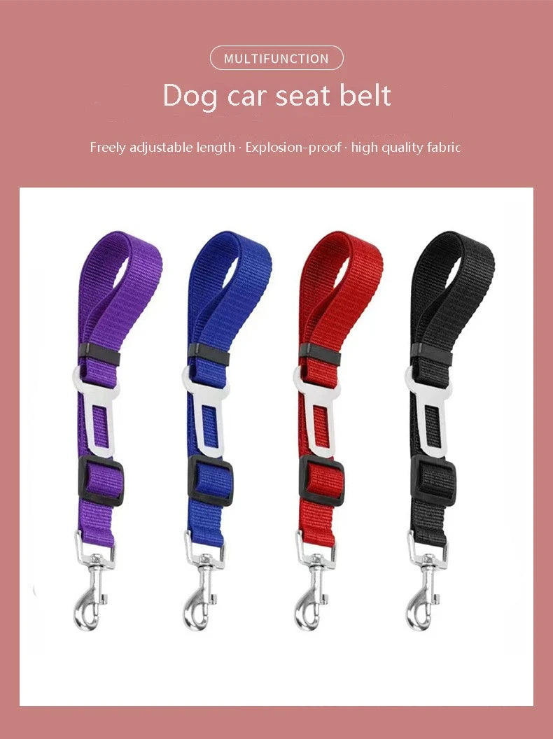 Dog Seat Belt, Dog Car Adjustable Seatbelts for Vehicle Nylon Pet Safety Heavy Duty & Elastic Car Harness for Dogs