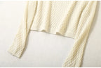 Women 55% Mulberry Silk 45% Cotton Shawl Wrap Hollow out Coat Top Cardigan Long Sleeve Blouse Shirt LY031