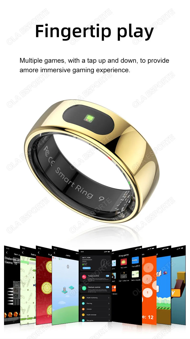 For Xiaomi Smart Ring Bluetooth Health Monitor Heart Rate Blood Oxygen Sleep Temperature Gesture Control Waterproof Sport Rings