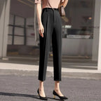 Office Lady Fashion Coffee Harlan Suit Pants Spring Summer Thin Women Koreon Women High Waist Casual Slim Cropped Trousers 2023