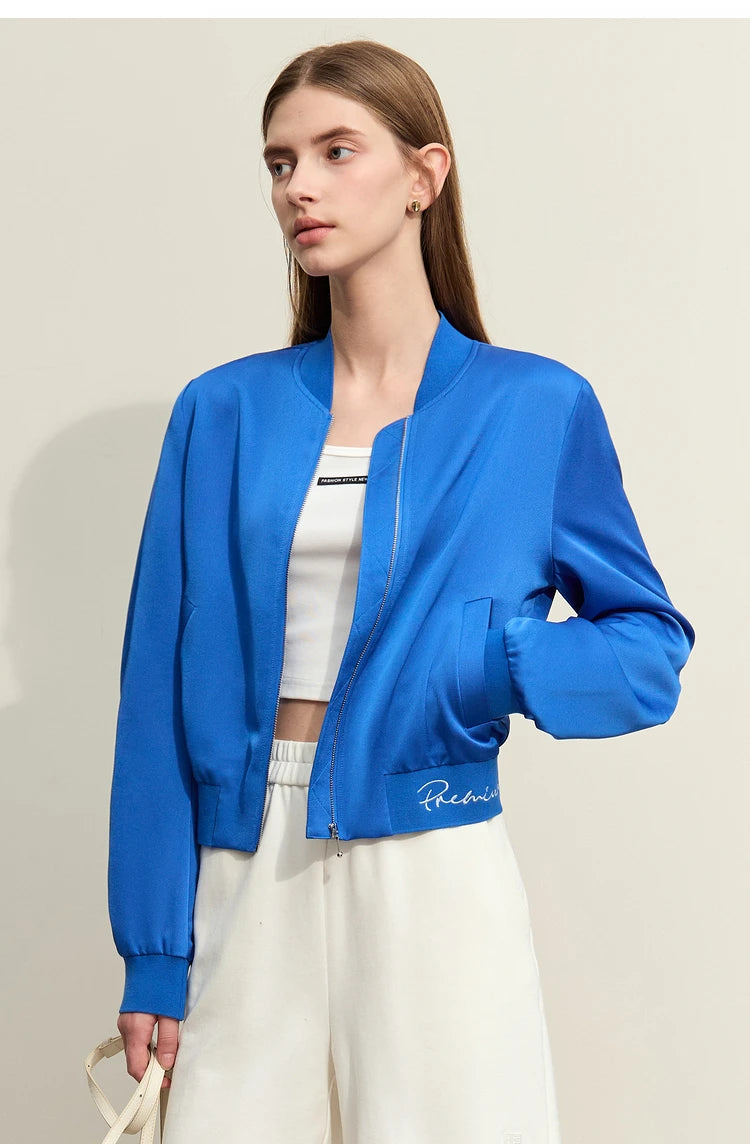 AMII Minimalism Jacket Woman Baseball Jacket Embroidery Letter Zipper 2023 Spring New Casual Women's Clothes Female Top 72331004