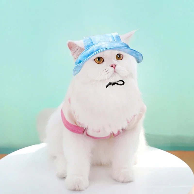 Dog Hat Cat Sunscreen Hats Cute Cap Outdoor Sports Hat with Ear Holes Adjustable for Small and Medium Dog Large Dogs Clothing