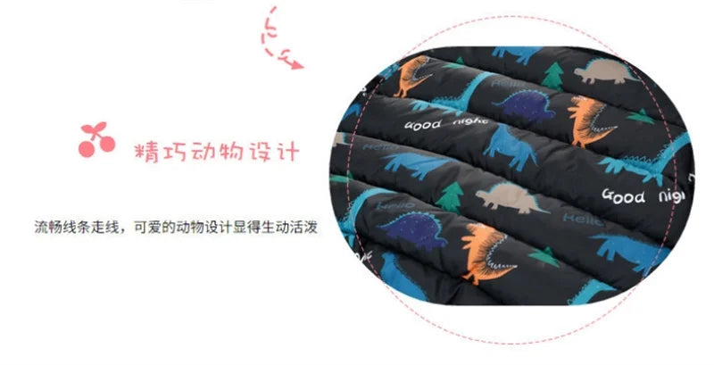 Children Boys Baby Hooded Lightweight Down Jackets Warm Outerwear Autumn Kids Girls Coats Cartoon Dinosaur Print Casual Clothing
