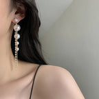 2022 Big Simulated Pearl Long Rhinestones Earrings Pearls Statement Clip on Earrings for Women Wedding Party Gift