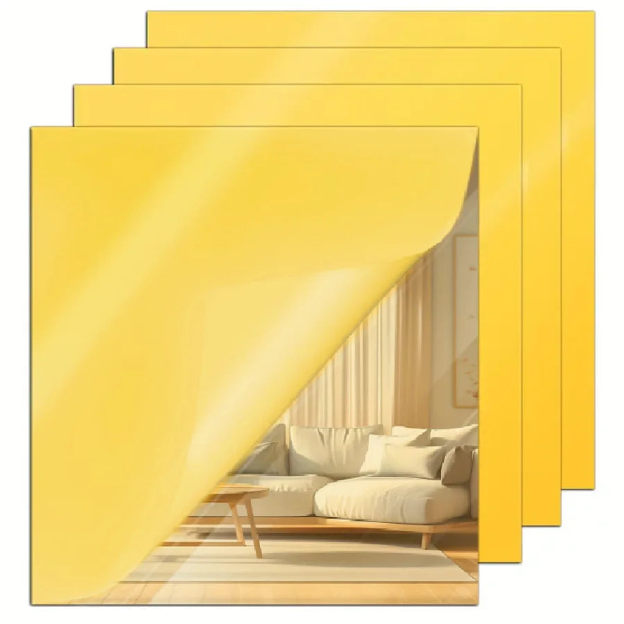 4pcs 20/30cm 3D Self-adhesive Mirror Wall Stickers Thickened  Flexible DIY Art Acrylic Mirror Stickers Living Room Decoration