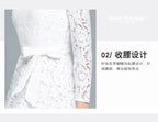 Lace White Prom Dress Women 2023 Summer Autumn Long Sleeve Sexy Slash Neck A Line Midi Party Vestidos Flower Embroidery