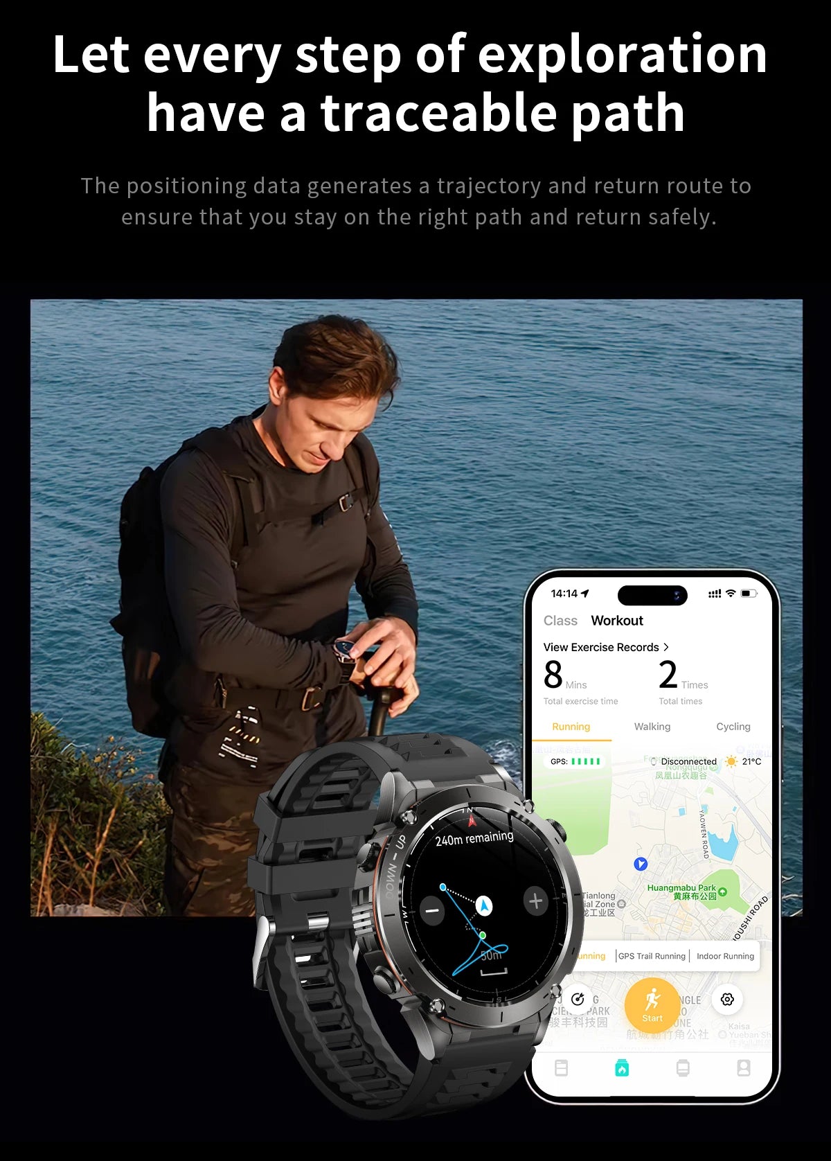 Men New Outdoors Sports Military GPS SmartWatch 10ATM Waterproof 730mAh High Battery Compass NFC HD Call For Huawei Xiaomi Watch