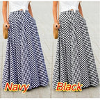 Elegant High-Waisted Long Dress For Women Summer New Arrival Commuting Plaid Big Skirt Wide Leg Design Female Fashion