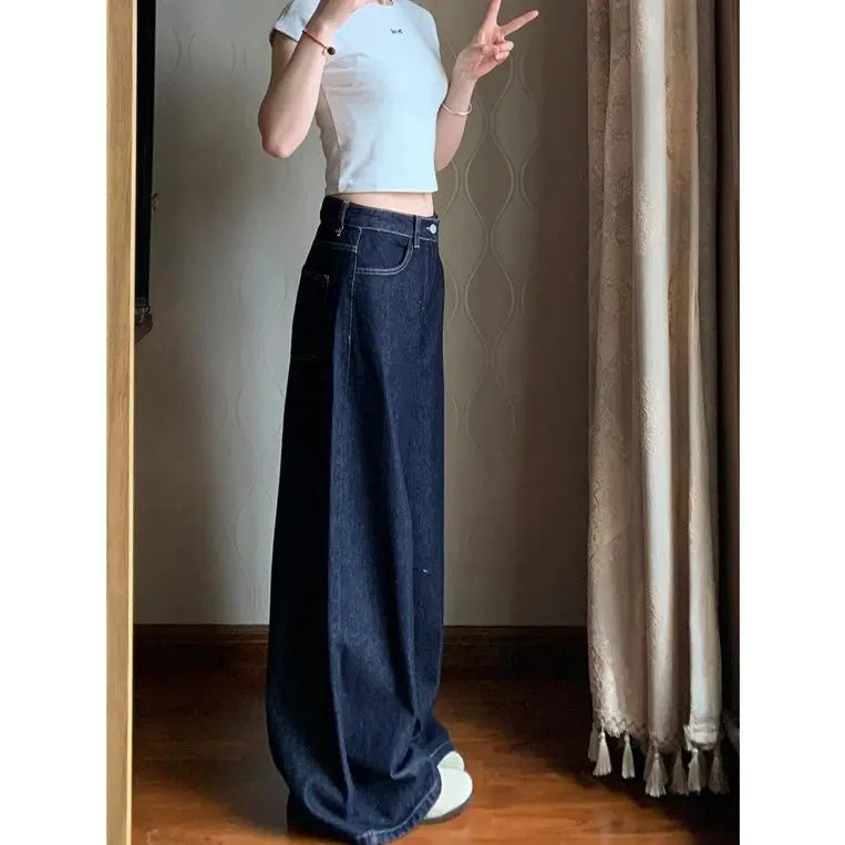 Harajuku Fashion Korean Popular Clothes Women's Denim Pants Bootcut Jeans Y2k Baggy American Vintage Pant Woman Clothing 2000s