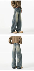 2025 New Retro Washed Straight-Leg Jeans For Men High Street Fashion Baggy Denim Pantalones Hombre Hip Hop Distressed Y2K Jean
