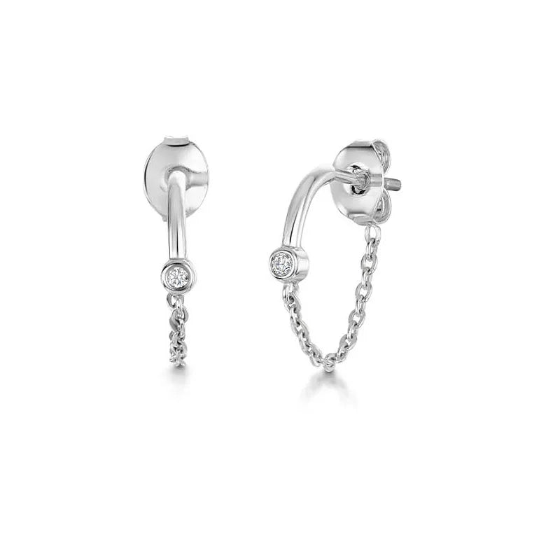 Piercing Helix Lobe Hoop Chain Earrings Zircon Gold Color Tragus Rook Ear Cartilage Accessories Women Jewelry Gift Wholesale