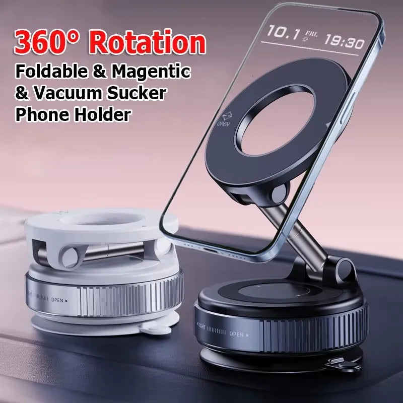 360° Vacuum Strong Suction Cup Magnetic Car Phone Holder for All Smartphones & All Car Models adjustable for Mirror Shower Gym