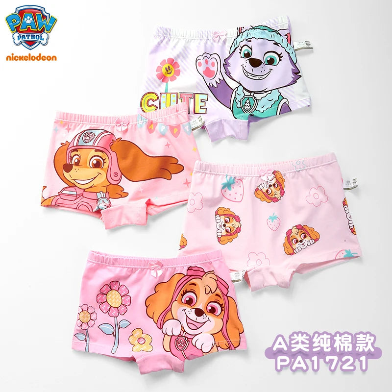 4PCS Genuine Paw Patrol Skye Girl Children Cotton Underwear Printing Panties Kids Short Panties Underpants Girls Briefs Panties
