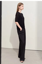 Amii Minimalism 2024 Knit Sweater Women Summer New Solid O-Neck Loose Short-sleeved Wool Casual Patchwork Chic Tops 12422028