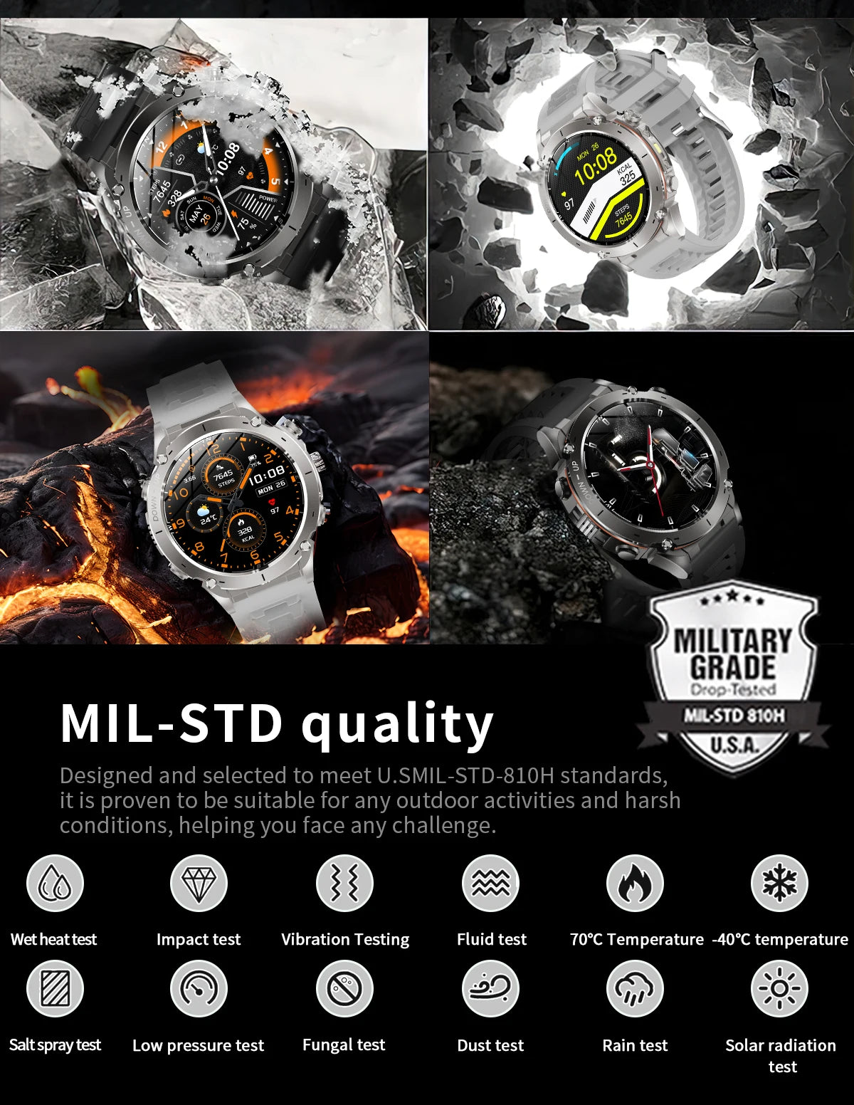 Men New Outdoors Sports Military GPS SmartWatch 10ATM Waterproof 730mAh High Battery Compass NFC HD Call For Huawei Xiaomi Watch
