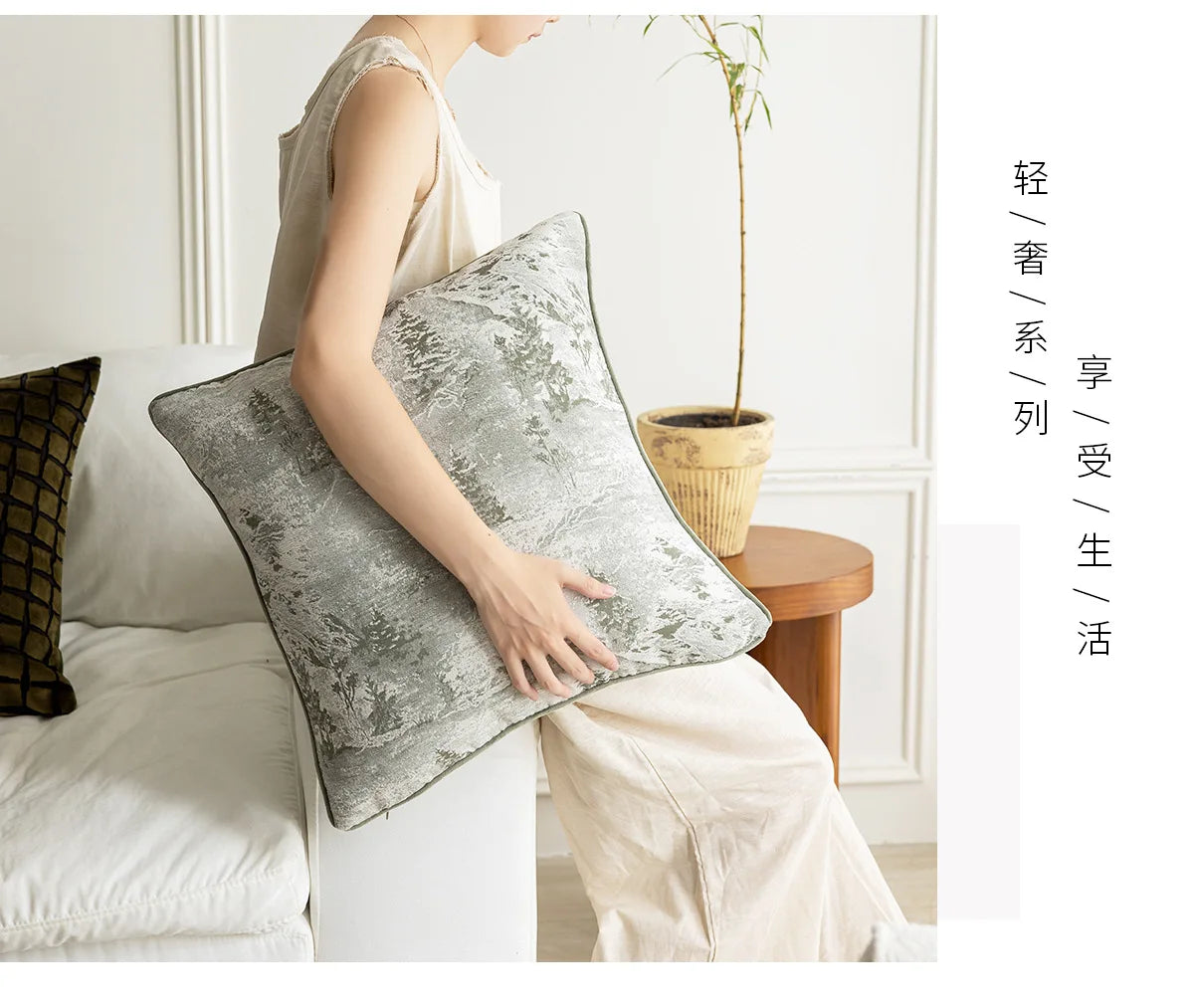45X45CM Green Retro Throw Pillow Cover French Light Luxury Stamping Waist Cushion Cover Decor Home Decorative Pillowcase