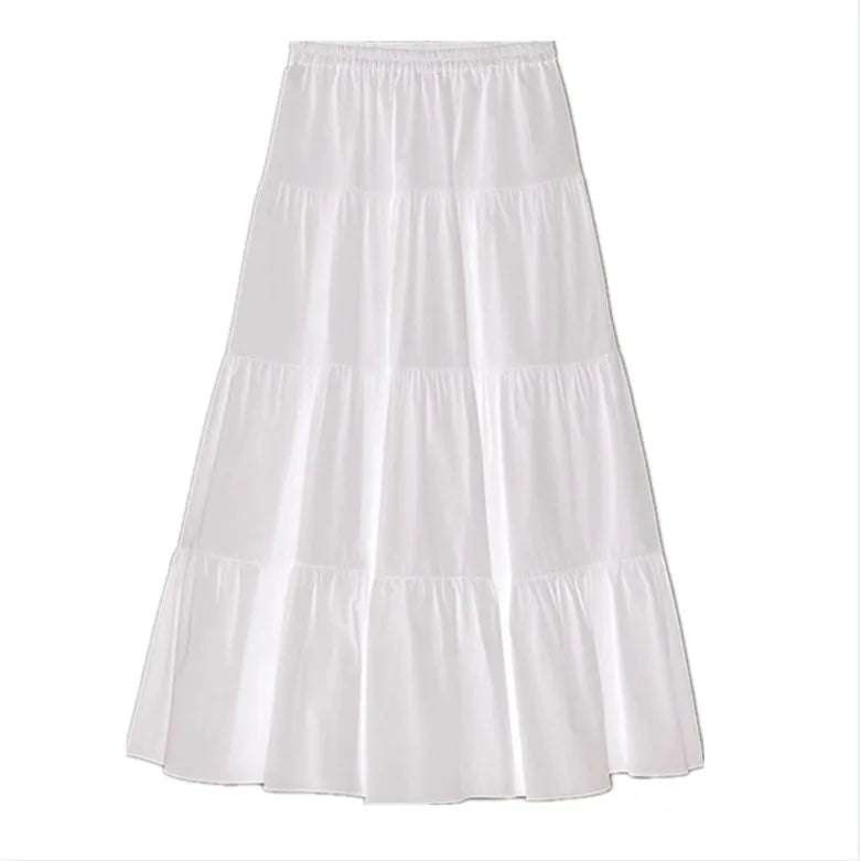 2024 Spring Autunm women Ruffle skirt fashion Summer cotton linen skirts long maxi party skirts red purple pink M-5XL 6XL 7XL