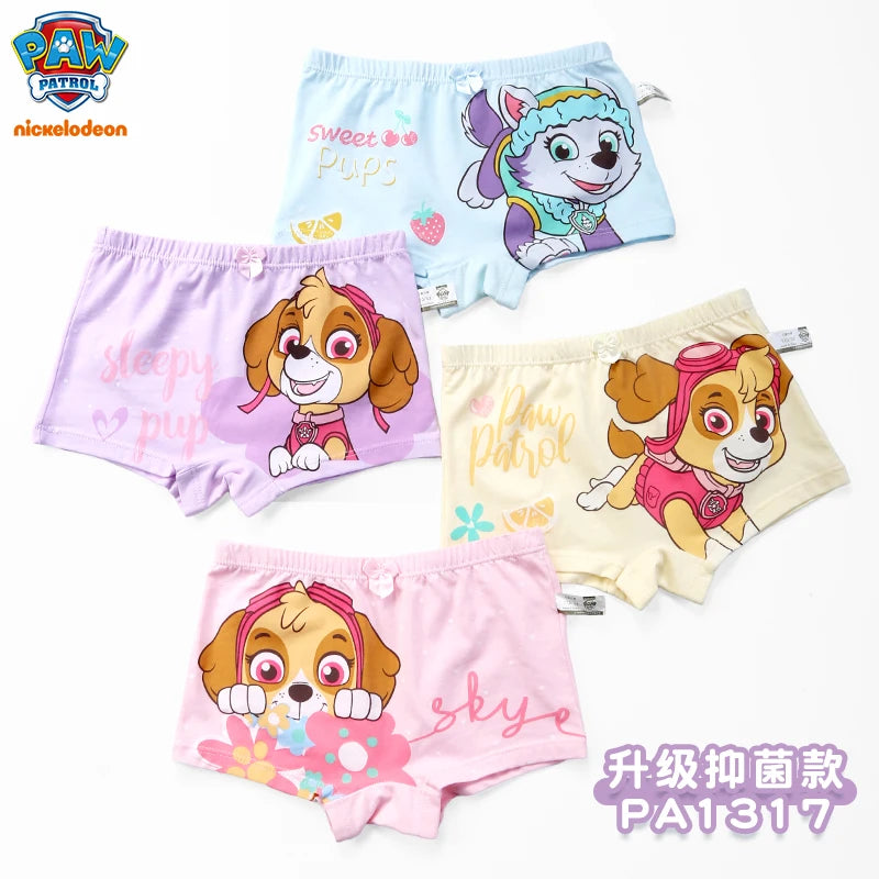 4PCS Genuine Paw Patrol Skye Girl Children Cotton Underwear Printing Panties Kids Short Panties Underpants Girls Briefs Panties
