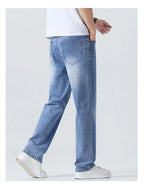 Summer Thin Straight Jeans Men's Clothing Soft Breathable Trousers Male Brand Comfortable Business Loose Denim Pants Retro Y2K
