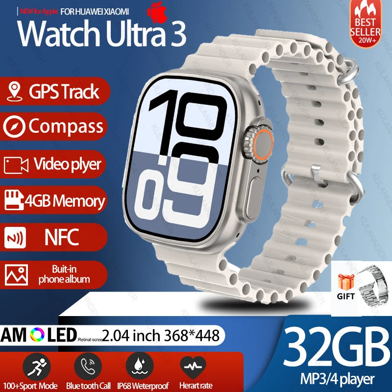 2025 New IOS DT Ultra 3 High-End Business Watch 32G Large Memory Album Smartwatch Men Sports Fitness Waterproof Watch Sportwatch