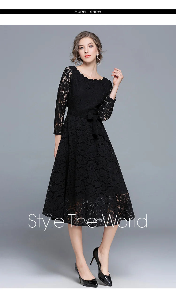 Lace White Prom Dress Women 2023 Summer Autumn Long Sleeve Sexy Slash Neck A Line Midi Party Vestidos Flower Embroidery